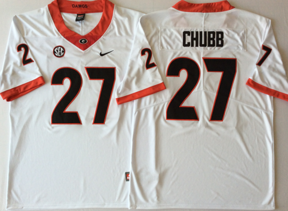 NCAA Men Georgia Bulldogs White #27 CHUBB